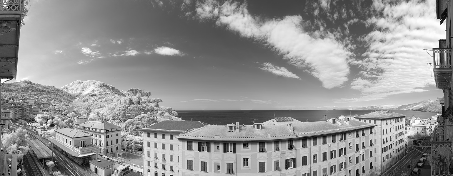 180° Infrared Panorama of 19th Century Italian Seaside Town.